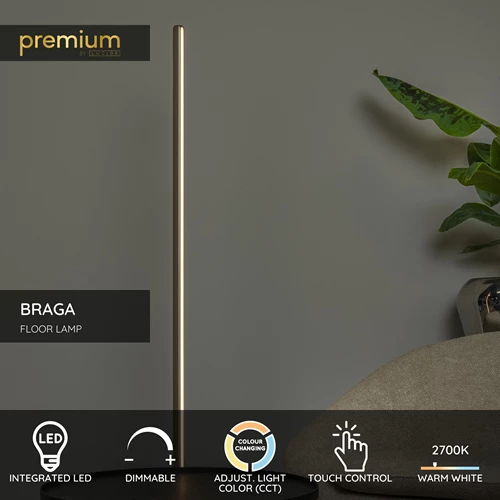 Lucide BRAGA - Floor lamp - Ø 30 cm - LED Dim. - CCT - 1x22W 2700K/4000K - Coffee | Premium - USP